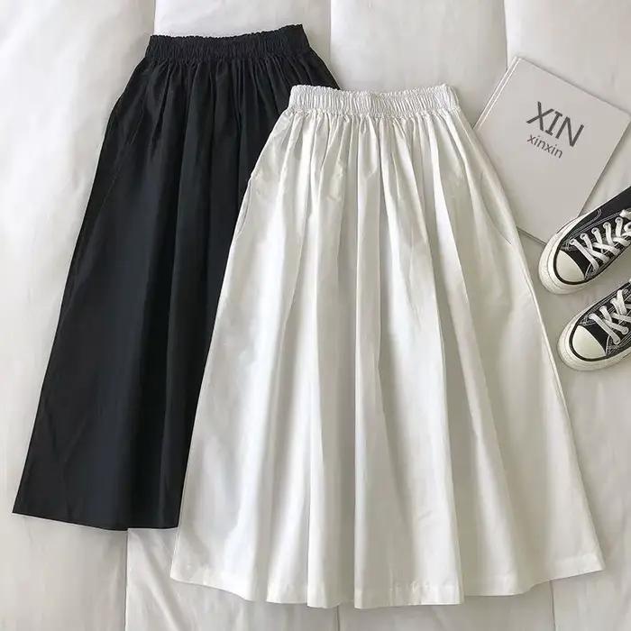 Jupe longue plissée taille haute pour femme