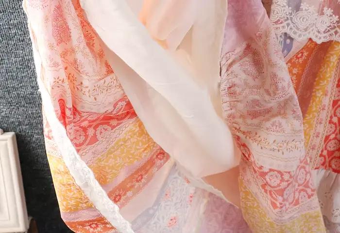 Doux Mori fille Vintage imprimé fleuri dentelle Patchwork à volants jupes femmes été taille élastique décontracté ample
