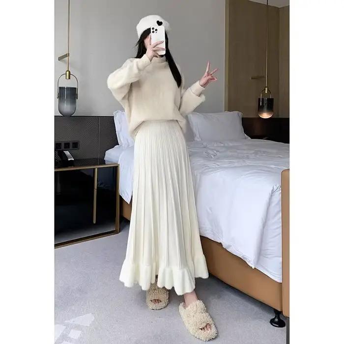 Jupe taille haute en tricot