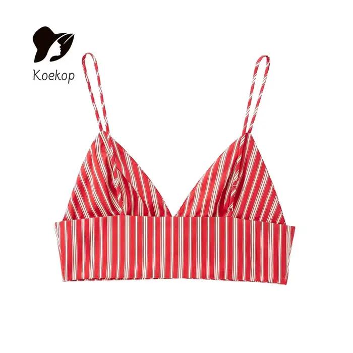 Koekop mode femme Sexy rayé licou haut court et Vintage taille haute labyrinthe femmes Chic dames