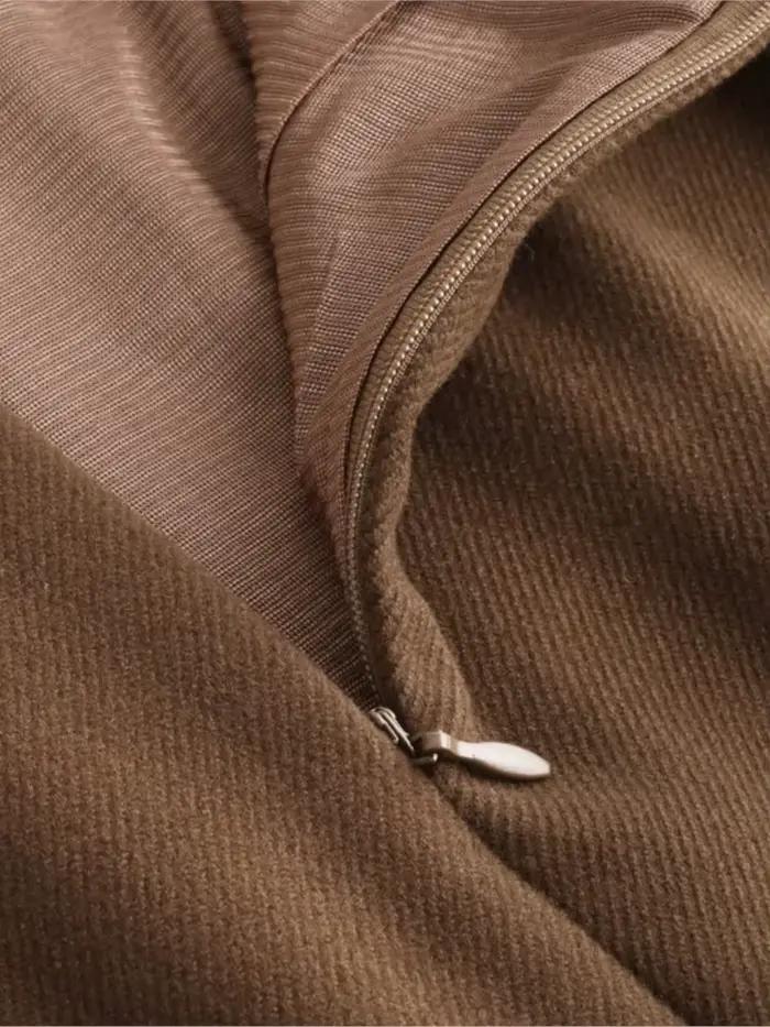 Jupe trapèze taille haute en laine pour femme