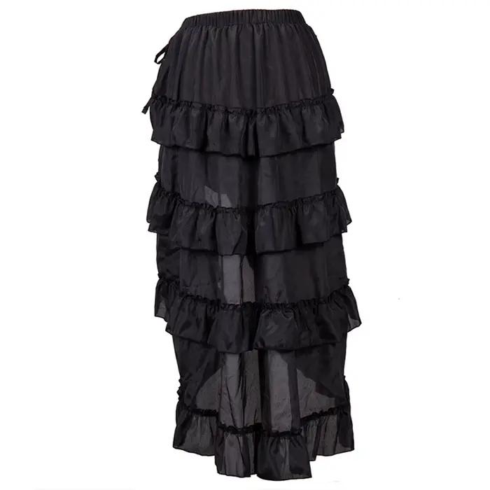 Jupe longue gothique vintage pour femmes steampunk sexy à volants hauts et bas élastique corset plissé costume de cosplay pirate occasion festive Halloween