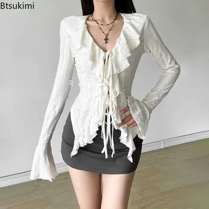 Nouvelles Blouses Sexy à Manches Longues pour Femmes