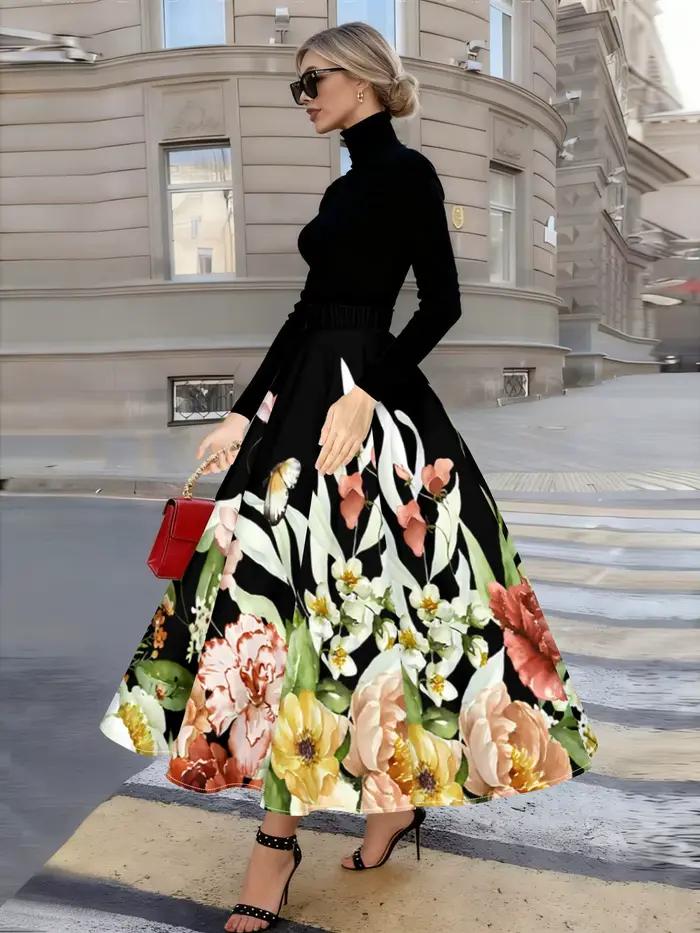 Jupe midi élégante pour femme à imprimé floral aquarelle papillon