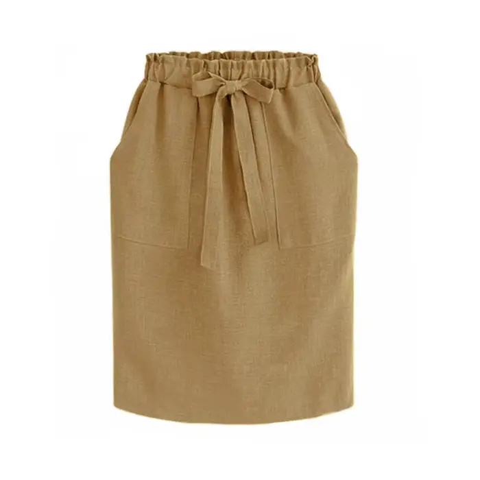 Jupe midi élégante en coton vert pour femme
