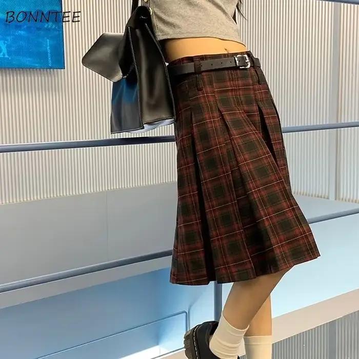 Jupes plissées à carreaux pour femmes