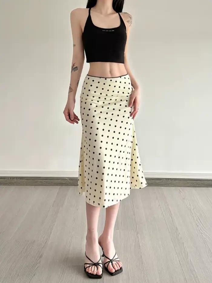 Jupes longues imprimées à pois pour femmes