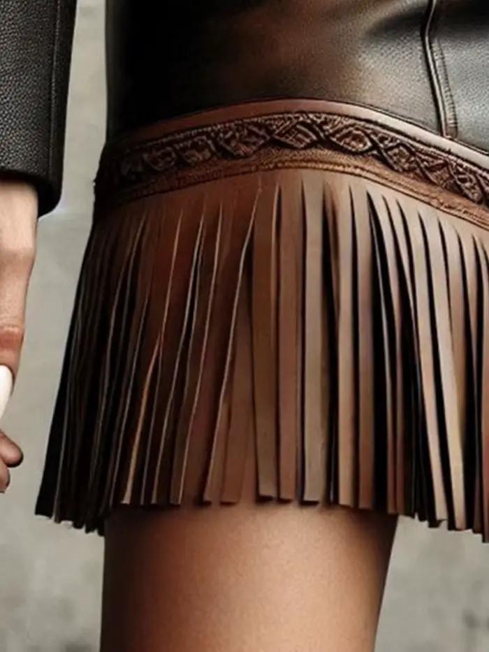 Mini-jupe vintage en cuir PU pour femme