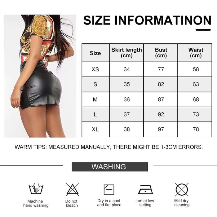Jupe Sexy en cuir noir pour femmes