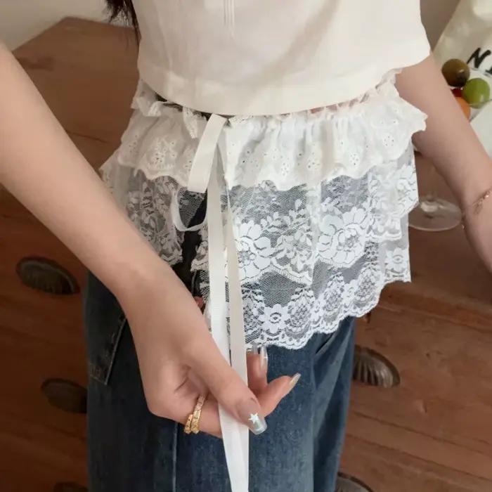 Jupe irrégulière en dentelle pour femmes