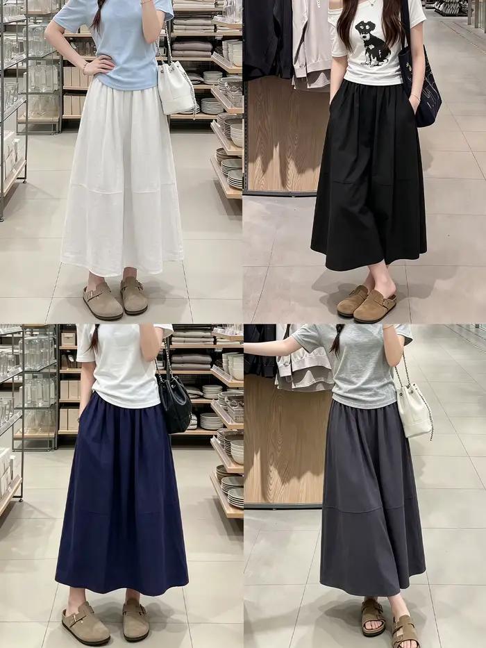 Jupes longues en coton et lin de style japonais pour femmes