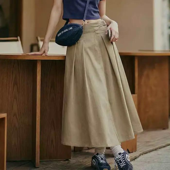 Jupe plissée kaki Maden pour femme