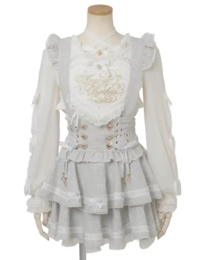 Liz jupe Style japonais produit en série nouveau doux mignon Lolita dentelle Patchwork gâteau sangle