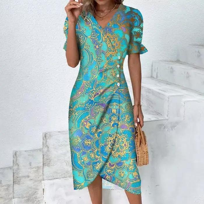 Jupe mi-longue à imprimé floral pour femme