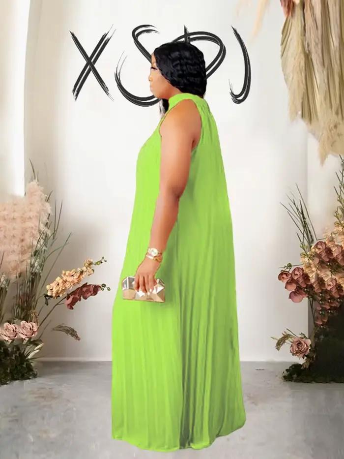 Robe longue plissée en mousseline de soie pour femme