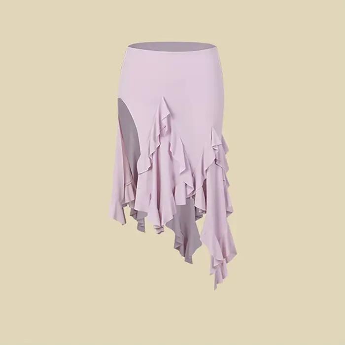 Jupe de danse latine Lotus Line à fente haute pour femme
