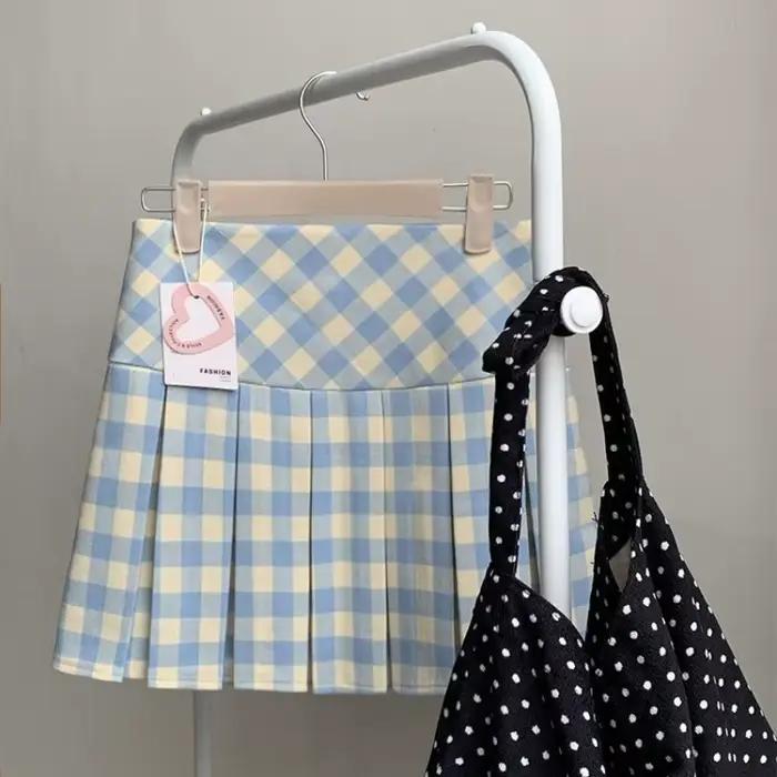 Mini jupe à carreaux japonaise pour femmes