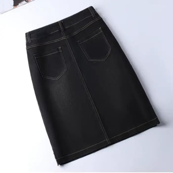 Jupe en jean taille haute fendue pour femme