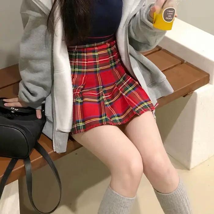 Mini Jupe Plissée à Carreaux pour Femme