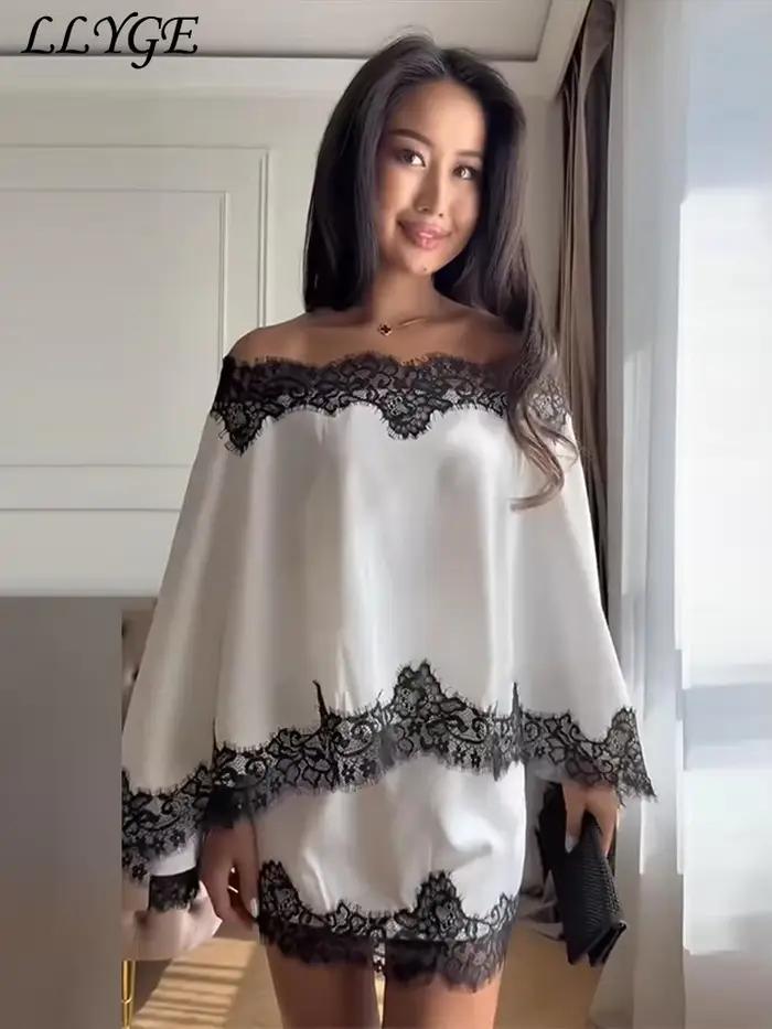Robe longue plissée pour femme col rond sans manches dos nu chic polyester pour soirée été 2026 trapèze dentelle impression LLYGE