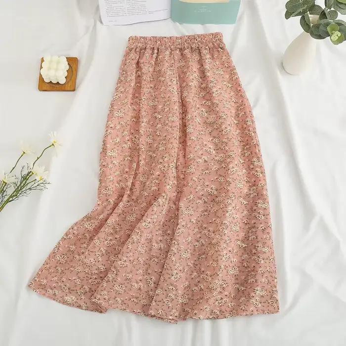 Longue jupe plissée en mousseline de soie pour femme