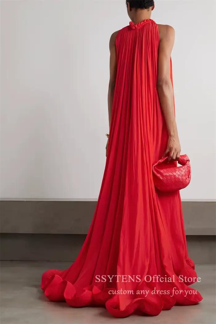 Robe de cocktail en mousseline rouge personnalisée pour les fêtes et les cérémonies formelles robe soirée luxe robe soirée de luxe 2025 mousseline taille française femme cérémonie mariage invité éléga