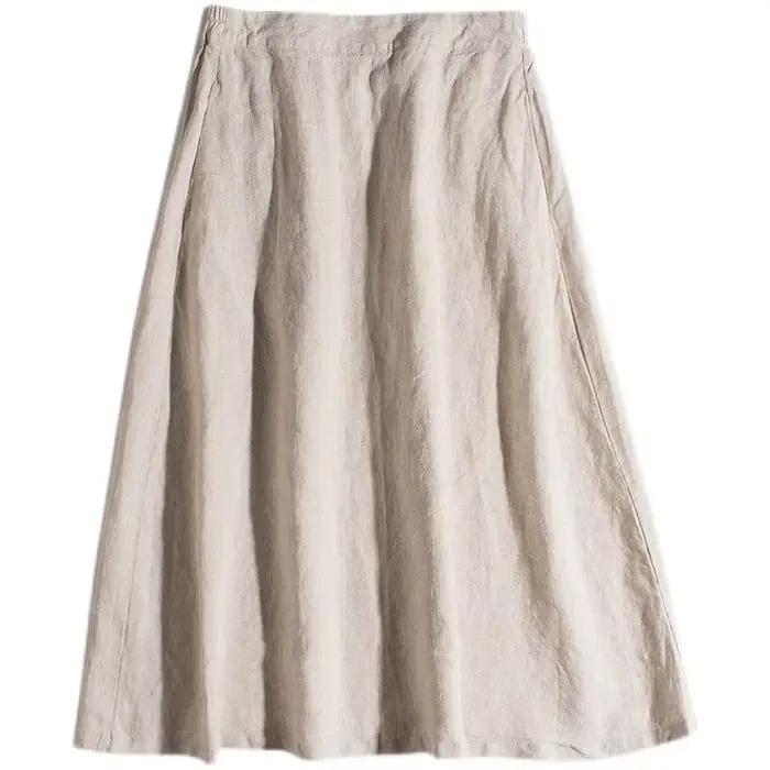 Jupes de base en coton et lin pour femmes