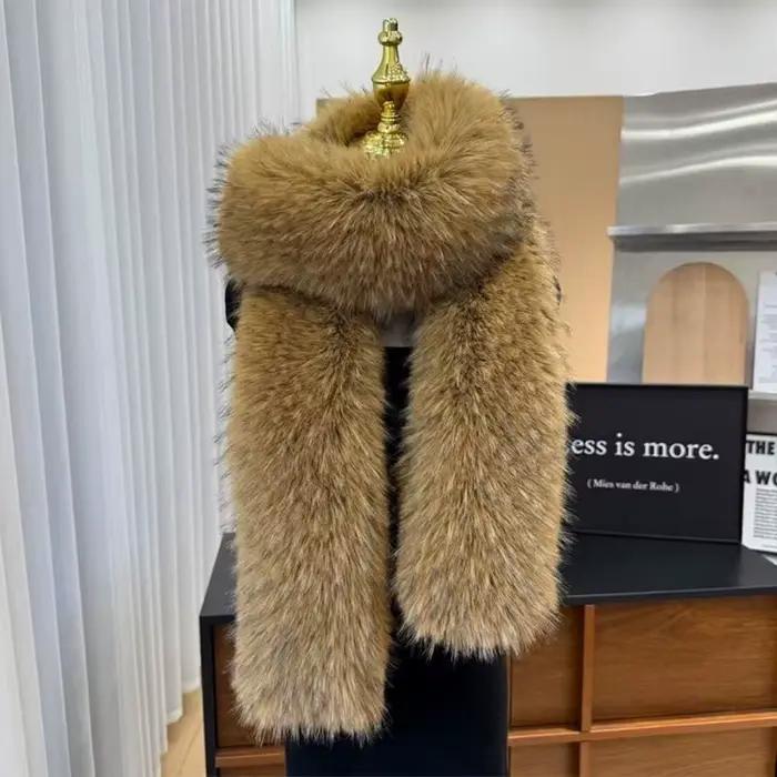 Écharpe longue en fausse fourrure pour femme, douce et épaisse, accessoire de mode féminin pour l'hiver, châle décoratif en fourrure, cache-cou pour soirée