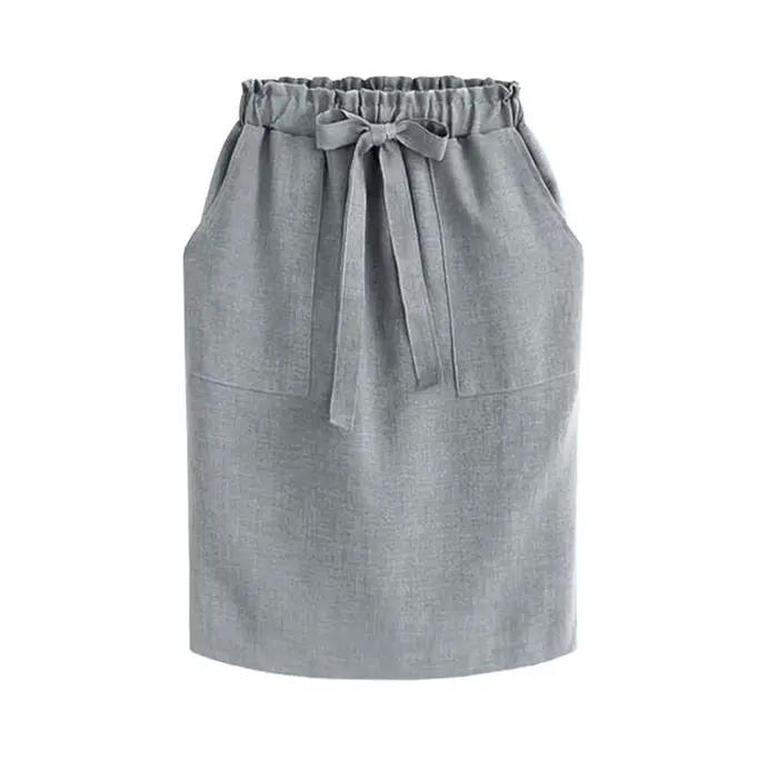 Jupe midi élégante en coton vert pour femme