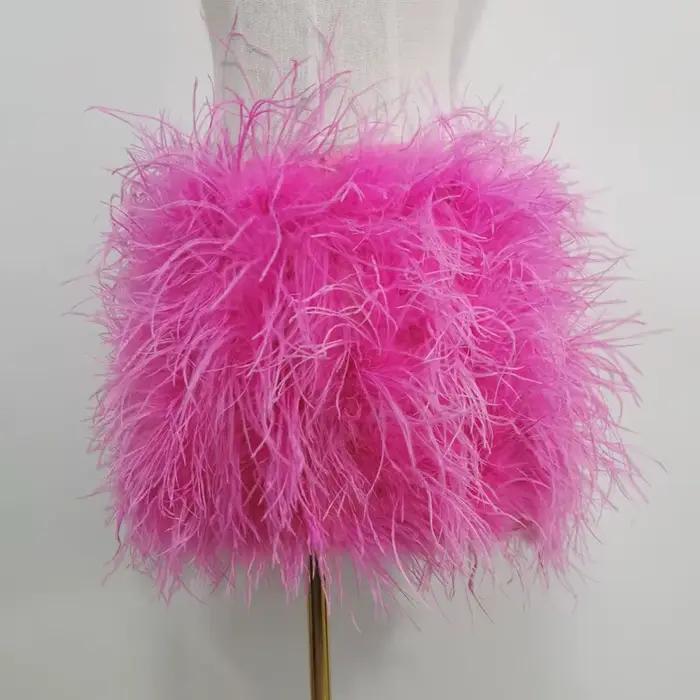 Mini jupe en plumes réelles