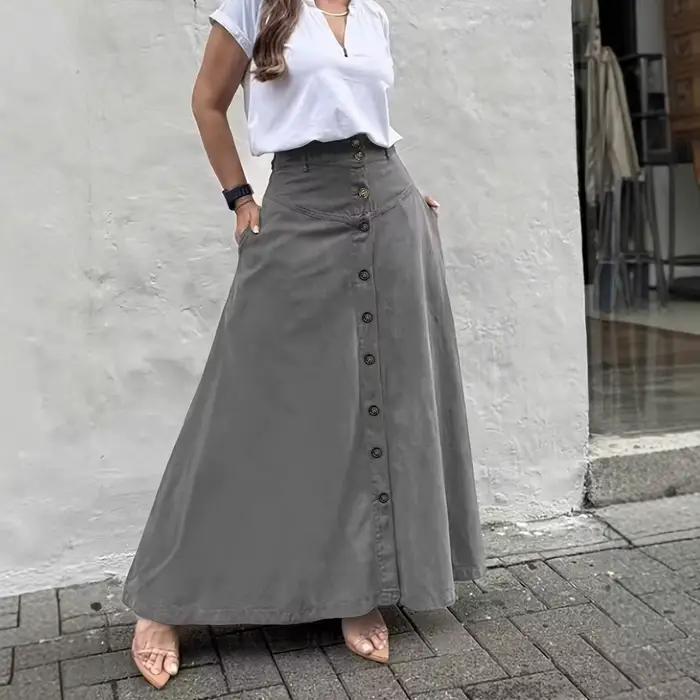 Falda Disfraz Ropa Mujer jupe boutonnée taille haute polyvalente pour l'automne hiver