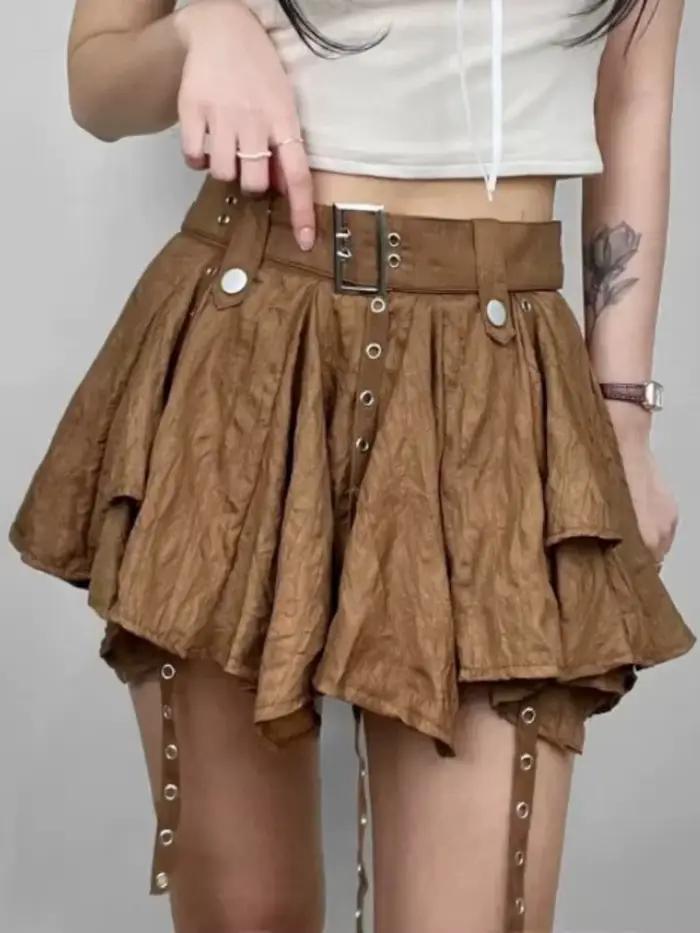 Mini jupe multicouche froissée pour femmes