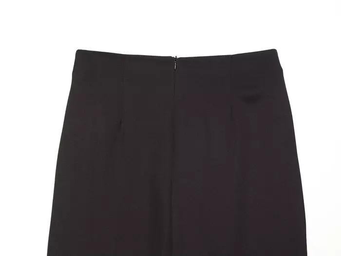 Willshela – jupe mi-longue noire à boutons pour femmes