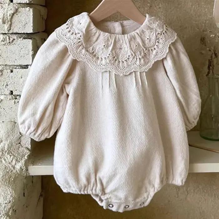 Robe décontractée en dentelle à volants pour filles, tenue d'automne à manches longues, blanche, vêtements à la mode pour enfants en bas âge