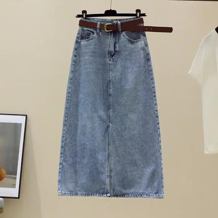 Vintage Denim enveloppé jupes de hanche pour les femmes 2025 été décontracté