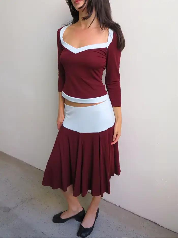 Ensemble de jupe et haut élégant pour femmes, style sexy et club, coupe ajustée, manches trois quarts, polyester, pour sorties nocturnes et occasions spéciales