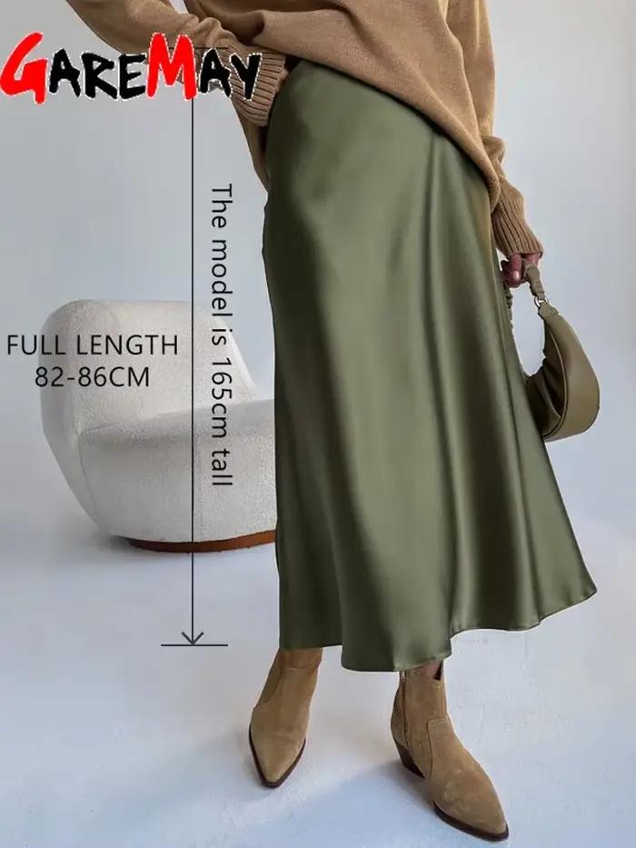 Longue Jupe Midi en Satin pour Femme