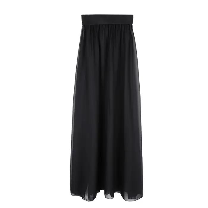 Femmes sexy pure voir à travers les jupes maxi en mousseline de soie haute fente fluide jupe longue transparente bikini couvrir bas piscine fête club
