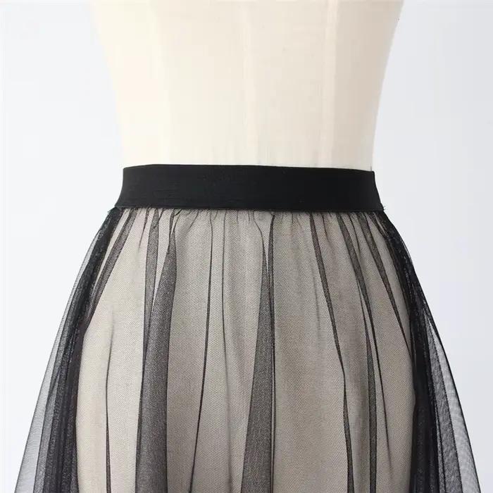 Jupe longue noire blanche en Tulle et dentelle pour femmes