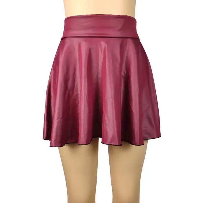 Demi-jupe texturée en Faux cuir taille haute pour femmes