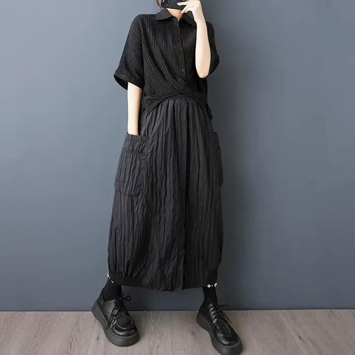 Jupe VAST FLOWER vintage surdimensionnée noire ample décontractée pour femmes printemps été automne occassions quotidiennes et spéciales