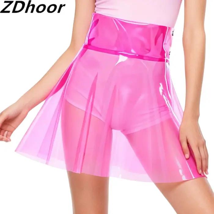 Jupe mini transparente en PVC pour femme