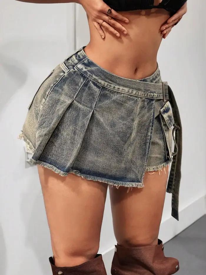 Jupe-culotte en jean vintage taille haute