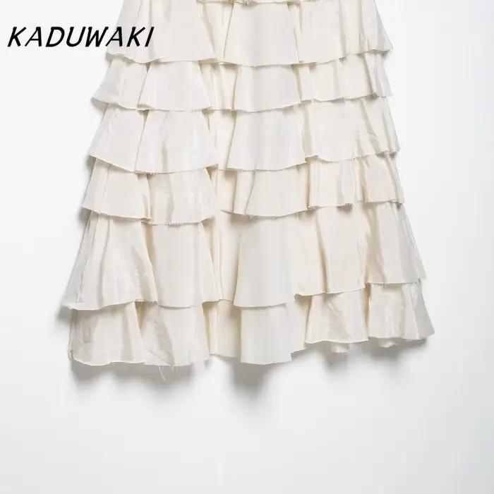 KADUWAKI jupe Midi à volants femmes Vintage
