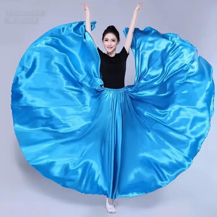 Jupe longue de danse gitane pour femmes couleur unie en polyester pour spectacle danse du ventre performance cinéma et télévisuel occasions spéciales