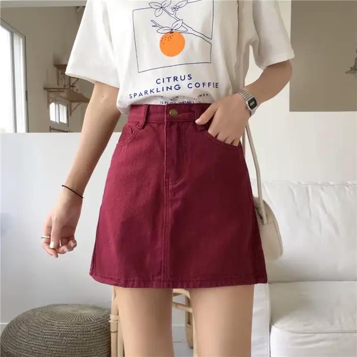 Jupe en jean de style coréen pour femme