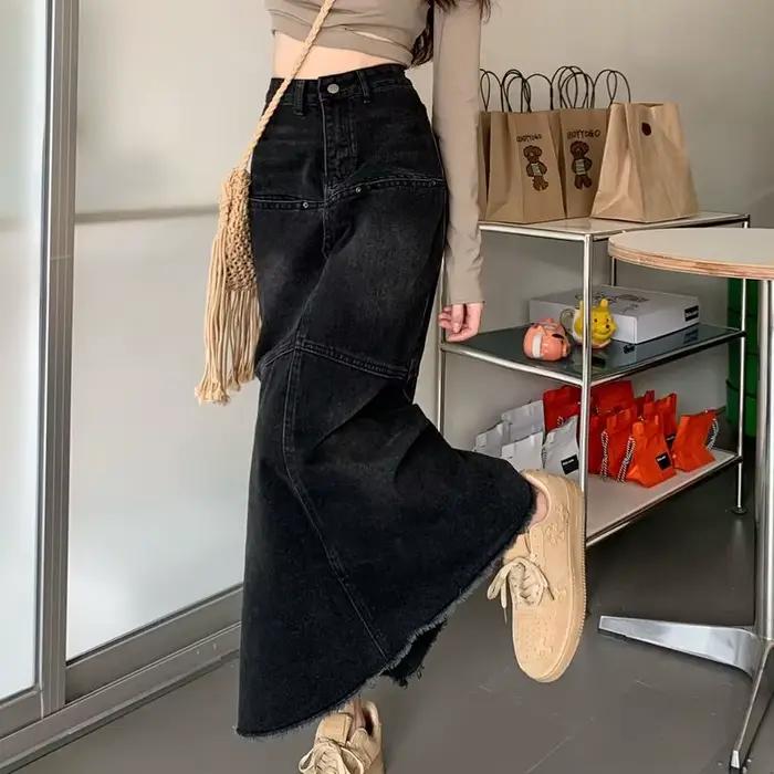 Jupes en jean taille haute pour femmes