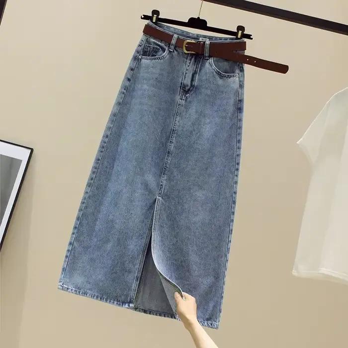 Vintage Denim enveloppé jupes de hanche pour les femmes 2025 été décontracté