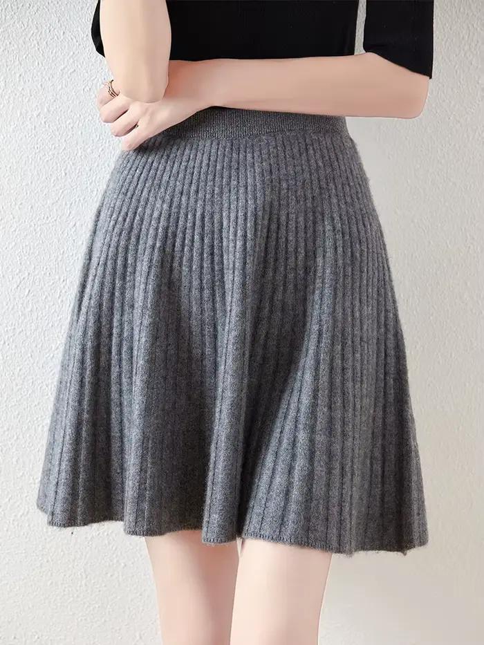 Jupe courte ondulée 100% laine mérinos pour femmes style preppy automne hiver à offrir occassions spéciales