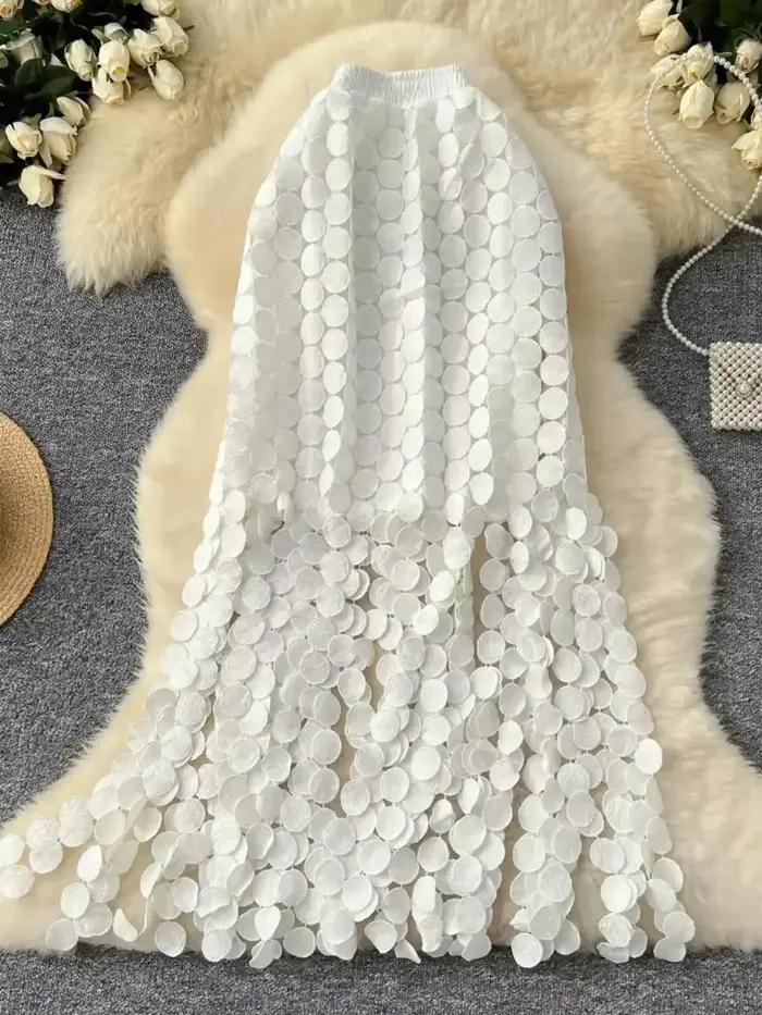 Jupe tube femme évider à pois gland automne taille haute minceur mi-longue droite fête sexy faldas femme sk008 style streetwear tricoter polyester mixte occassions spéciales